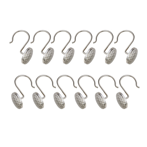 Loft97 HK28XX Shower Rings Hooks, Shower Curtain Rings Hooks for Bathroom, Rust Resistant Shower Curtain Hooks Rings, Set of 12, Chrome/Oil Rubbed Bronze/Brushed Nickel/Matte Black/Gold