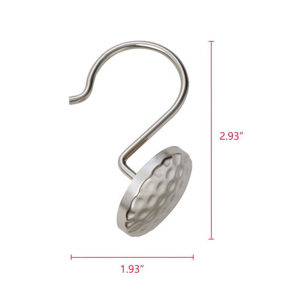 Loft97 HK28XX Shower Rings Hooks, Shower Curtain Rings Hooks for Bathroom, Rust Resistant Shower Curtain Hooks Rings, Set of 12, Chrome/Oil Rubbed Bronze/Brushed Nickel/Matte Black/Gold