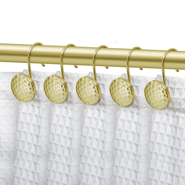 Loft97 HK28XX Shower Rings Hooks, Shower Curtain Rings Hooks for Bathroom, Rust Resistant Shower Curtain Hooks Rings, Set of 12, Chrome/Oil Rubbed Bronze/Brushed Nickel/Matte Black/Gold