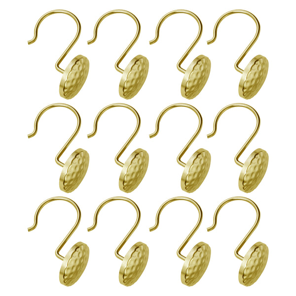 Loft97 HK28XX Shower Rings Hooks, Shower Curtain Rings Hooks for Bathroom, Rust Resistant Shower Curtain Hooks Rings, Set of 12, Chrome/Oil Rubbed Bronze/Brushed Nickel/Matte Black/Gold