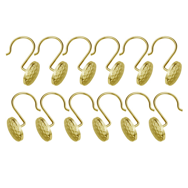 Loft97 HK28XX Shower Rings Hooks, Shower Curtain Rings Hooks for Bathroom, Rust Resistant Shower Curtain Hooks Rings, Set of 12, Chrome/Oil Rubbed Bronze/Brushed Nickel/Matte Black/Gold