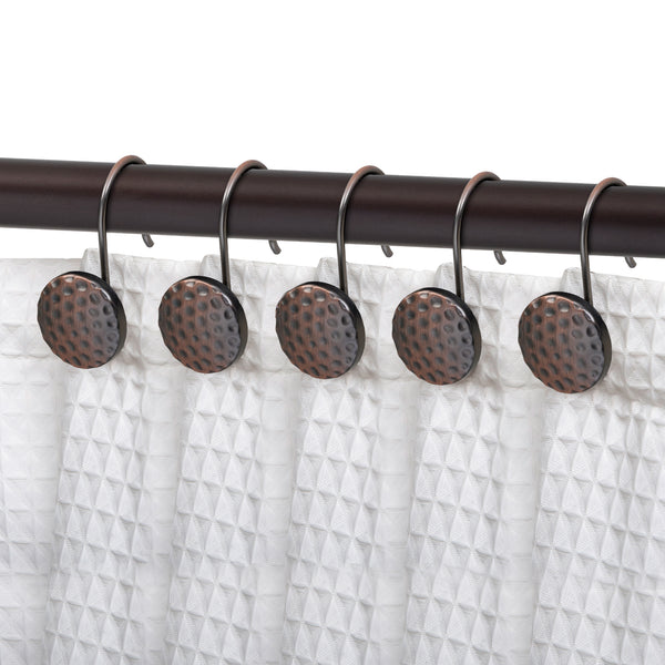 Loft97 HK28XX Shower Rings Hooks, Shower Curtain Rings Hooks for Bathroom, Rust Resistant Shower Curtain Hooks Rings, Set of 12, Chrome/Oil Rubbed Bronze/Brushed Nickel/Matte Black/Gold