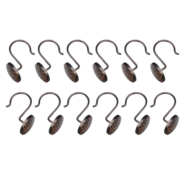 Loft97 HK28XX Shower Rings Hooks, Shower Curtain Rings Hooks for Bathroom, Rust Resistant Shower Curtain Hooks Rings, Set of 12, Chrome/Oil Rubbed Bronze/Brushed Nickel/Matte Black/Gold