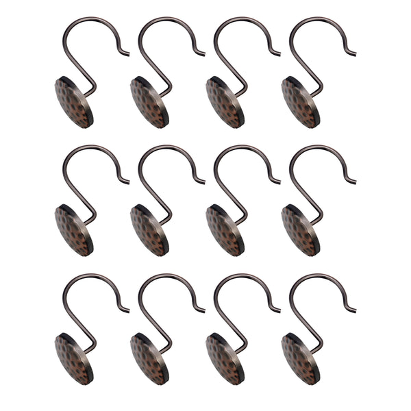 Loft97 HK28XX Shower Rings Hooks, Shower Curtain Rings Hooks for Bathroom, Rust Resistant Shower Curtain Hooks Rings, Set of 12, Chrome/Oil Rubbed Bronze/Brushed Nickel/Matte Black/Gold