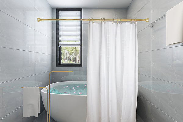 Loft97 HK3GD Shower Hooks - Double Shower Curtain Rings for Bathroom - Rust Resistant Shower Curtain Hooks for Shower Curtain or Liner -  Double Roller Shower Curtain Hooks - Set of 12, Gold