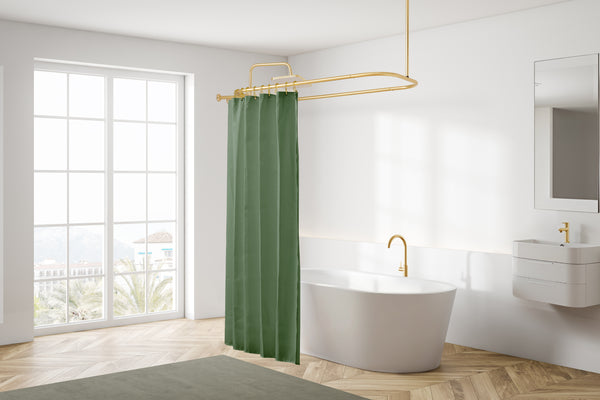Loft97 HP1XX & HP2XX Rustproof Wall Mounted Aluminum Hoop Shower Rod With Ceiling Support for Clawfoot Tub, 54 Inch Extra Large Size by 26 Inch