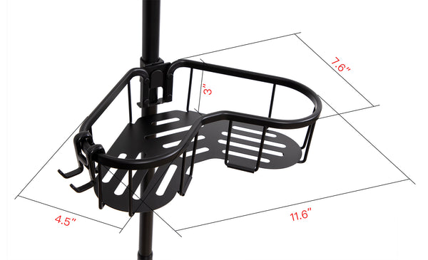 Loft97 PC3XX Flat Shelf Tension Rod Shower Organizer - Rustproof Corner Shower Caddy with 4 Adjustable Shelves - Stand Up Shower Corner Shelf, Bathtub Corner Rack, Satin Chrome & Matte Black