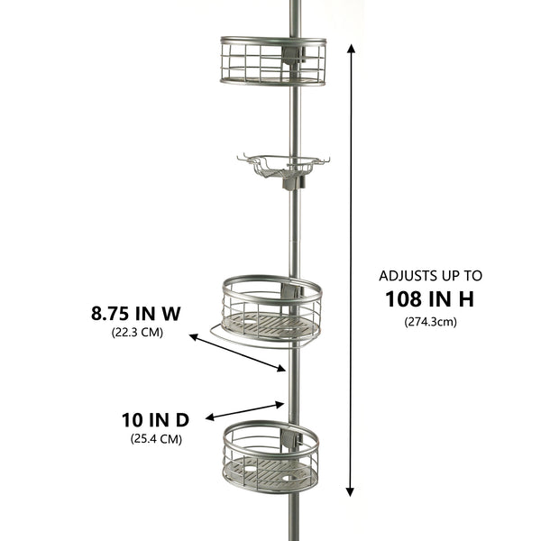 Loft97 PC4XX Rust-Resistant Tension Pole Shower Caddy, 3 Shelves