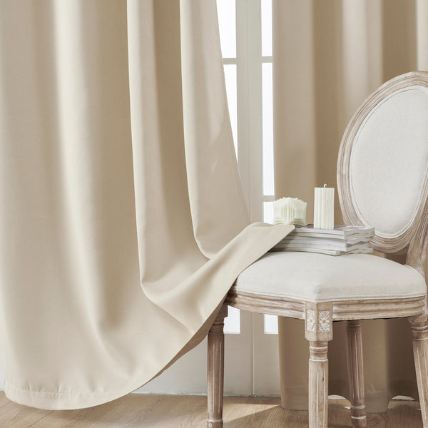 Loft97 WC1XX Solid Blackout Window Curtains for Bedrooms and Living Rooms, Polyester Curtains, 2 Panels Set 52" W _ 96" L