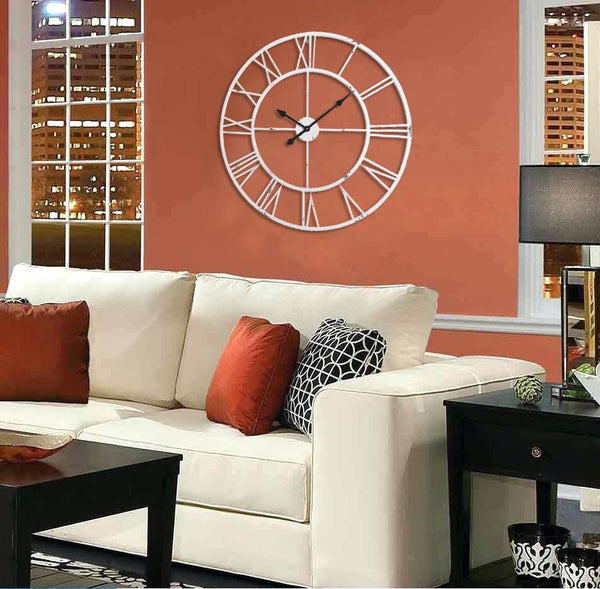 Loft97 CL0008WW104 Roman Round Clock, 30" Diameter, Distressed White