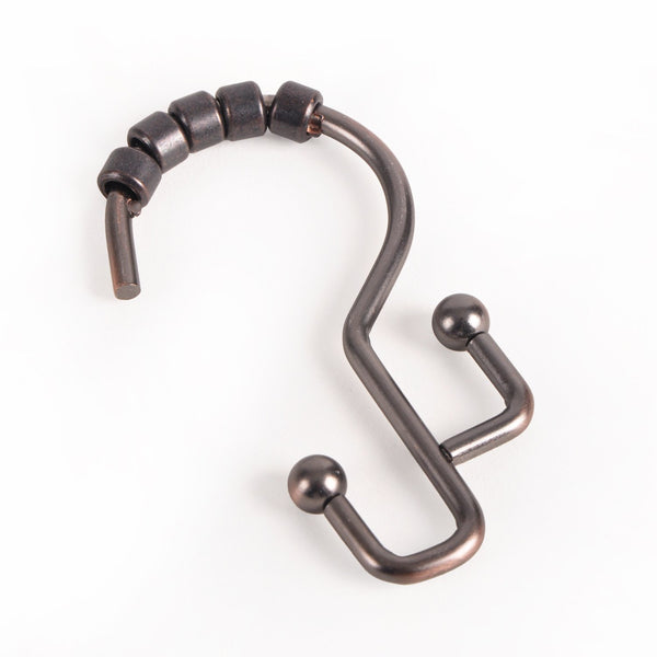 Loft97 HK3RB Shower Hooks - Double Shower Curtain Rings for Bathroom - Rust Resistant Shower Curtain Hooks for Shower Curtain or Liner -  Double Roller Shower Curtain Hooks - Set of 12, Oil Rubbed Bronze