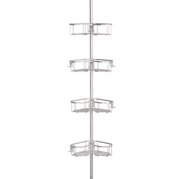 Loft97 PC3XX Flat Shelf, Rustproof Corner Shower Caddy, Satin Chrome & Black Finish