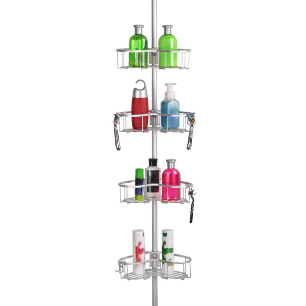 Loft97 PC3XX Flat Shelf, Rustproof Corner Shower Caddy, Satin Chrome & Black Finish