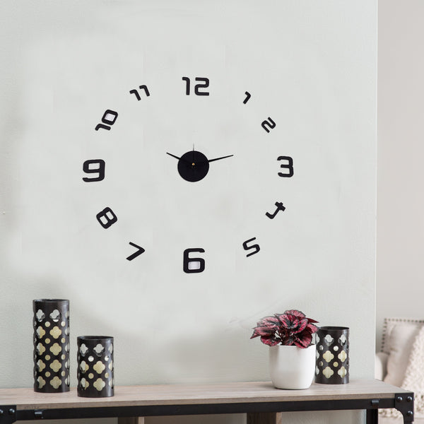 Loft97 3D Frameless Wall Clock, 20" Flexible Size, Black