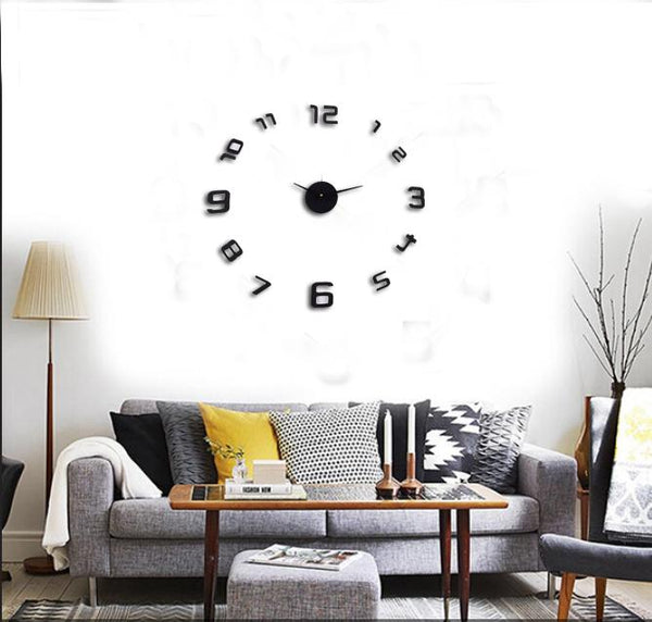 Loft97 3D Frameless Wall Clock, 20" Flexible Size, Black