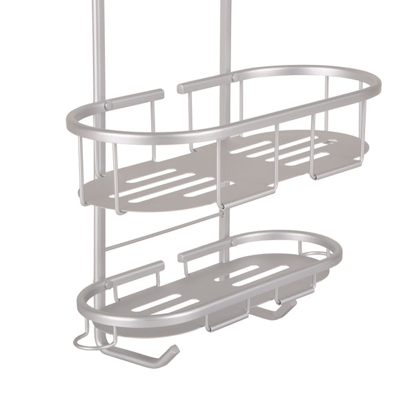 Loft97 SHC4XX Rustproof Aluminum Shower Caddy for Shower Heads - Hanging Shower Caddy Organizer with 3 Shelves & Hooks, Overhead Shower Caddy for Bathroom & Home, Handheld Shower Head, Tall Bottle Rack
