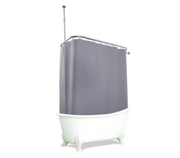 Loft97 BL3XX Waffle Weave Shower Curtain - Clawfoot Tub Shower Surround Curtain, Washable & Weighted Shower Curtain Or Tub Curtain For Wrap Around Curtain Rods - With 36 Hooks Set, 180 x 70 Gray/White