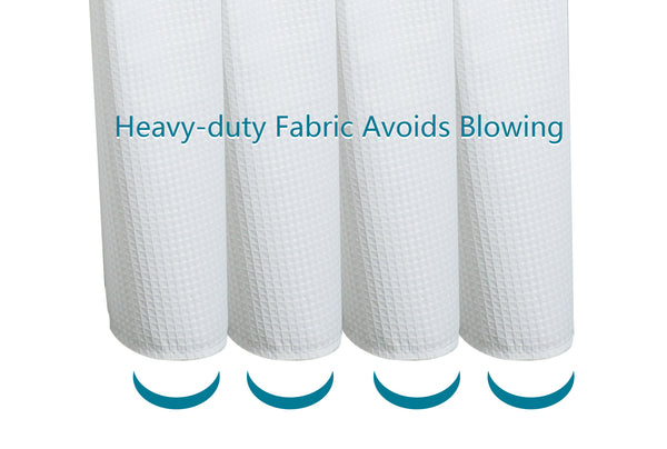 Loft97 BL3XX Waffle Weave Shower Curtain - Clawfoot Tub Shower Surround Curtain, Washable & Weighted Shower Curtain Or Tub Curtain For Wrap Around Curtain Rods - With 36 Hooks Set, 180 x 70 Gray/White