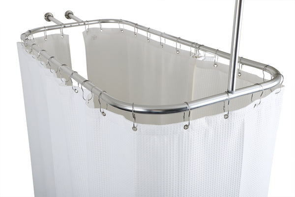 Loft97 BL3XX Waffle Weave Shower Curtain - Clawfoot Tub Shower Surround Curtain, Washable & Weighted Shower Curtain Or Tub Curtain For Wrap Around Curtain Rods - With 36 Hooks Set, 180 x 70 Gray/White