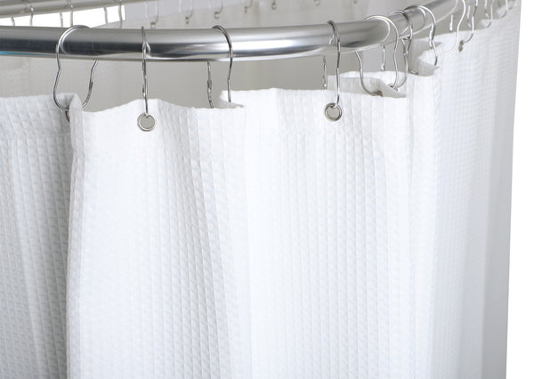 Loft97 BL3XX Waffle Weave Shower Curtain - Clawfoot Tub Shower Surround Curtain, Washable & Weighted Shower Curtain Or Tub Curtain For Wrap Around Curtain Rods - With 36 Hooks Set, 180 x 70 Gray/White