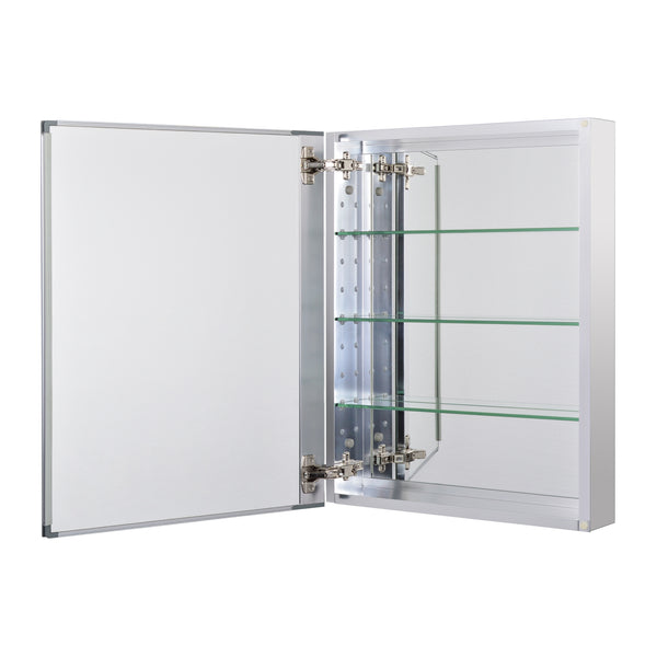 Loft97 MC2AL Frameless Rustproof Medicine Cabinet - Surface Mount or Recessed Medicine Cabinet with Mirrored Sides - Bathroom & Vanity Organizer Cabinet with Mirror & Storage Shelves - 24"x30" Silver