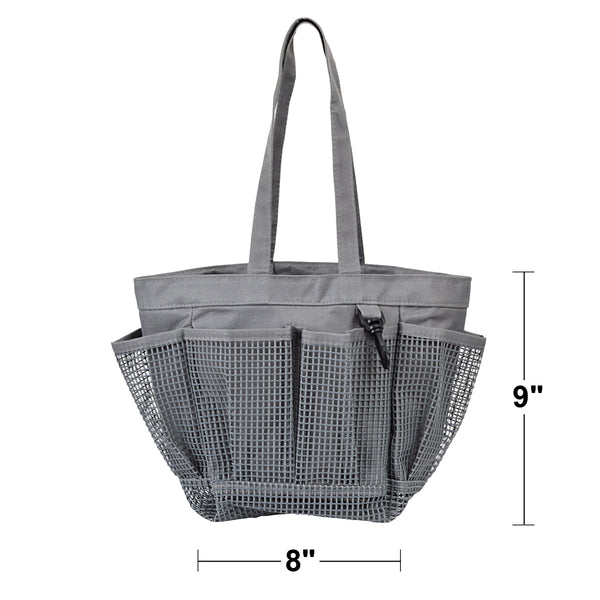 Loft97 Portable Mesh Shower Caddy, 6 External Pockets and Key Holder, Gray