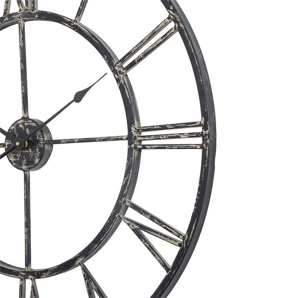 Loft97 CL0008PABK014 Oversize Roman Round Wall Clock, 30", Distressed Black
