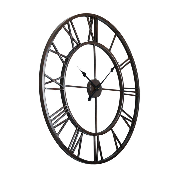 Utopia Alley Roman Round Wall Clock, 30" Diameter, Bronze Finish