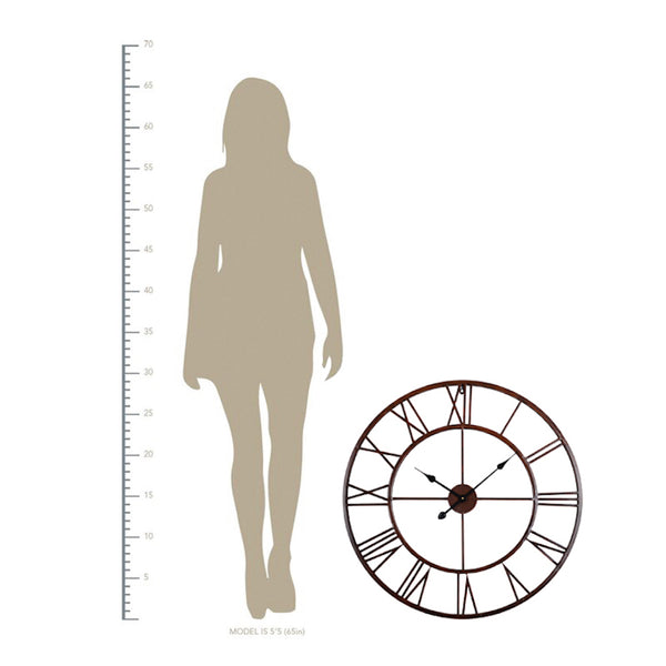 Utopia Alley Roman Round Wall Clock, 30" Diameter, Bronze Finish