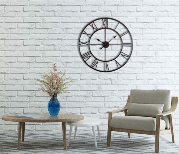 Utopia Alley Roman Round Wall Clock, 30" Diameter, Bronze Finish