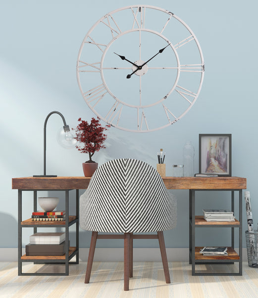 Loft97 CL0008WW104 Roman Round Clock, 30" Diameter, Distressed White