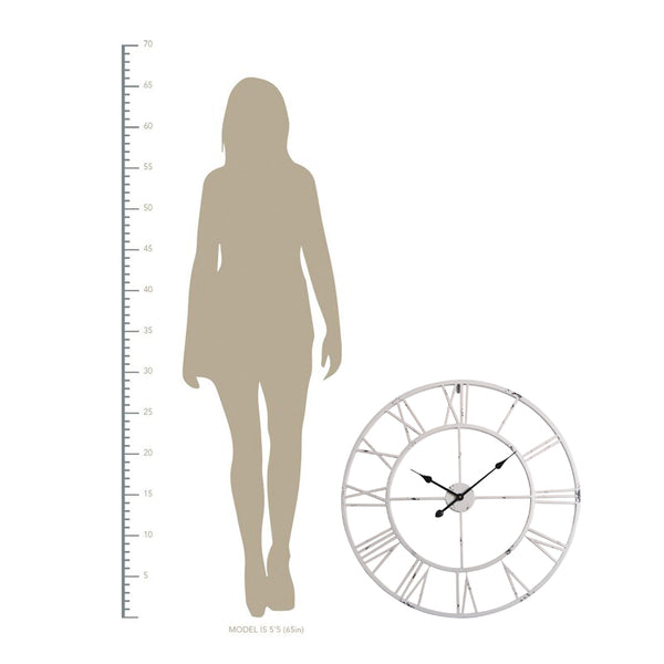 Loft97 CL0008WW104 Roman Round Clock, 30" Diameter, Distressed White