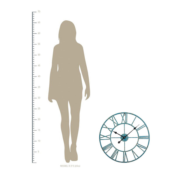 Loft97 CL9XX Roman Round Wall Clock, 24" Diameter, Bronze/Distressed white/Distressed light sea green/Gray/Navy blue/Gold Finish
