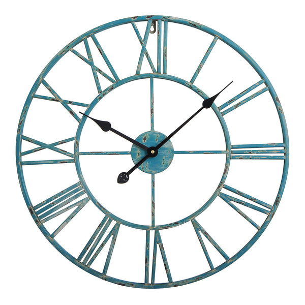 Loft97 CL9XX Roman Round Wall Clock, 24" Diameter, Bronze/Distressed white/Distressed light sea green/Gray/Navy blue/Gold Finish