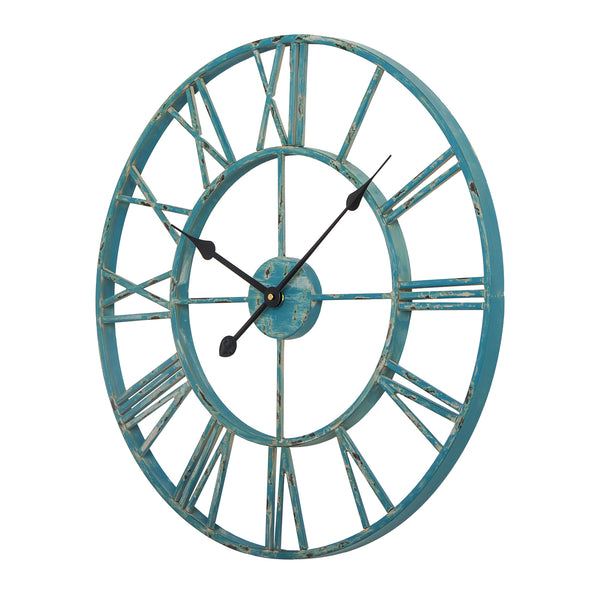 Loft97 CL9XX Roman Round Wall Clock, 24" Diameter, Bronze/Distressed white/Distressed light sea green/Gray/Navy blue/Gold Finish