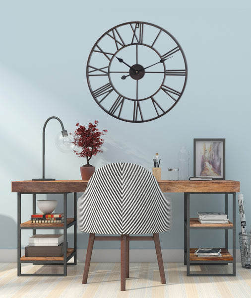 Loft97 CL9XX Roman Round Wall Clock, 24" Diameter, Bronze/Distressed white/Distressed light sea green/Gray/Navy blue/Gold Finish