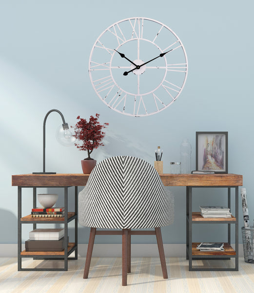 Loft97 CL9XX Roman Round Wall Clock, 24" Diameter, Bronze/Distressed white/Distressed light sea green/Gray/Navy blue/Gold Finish