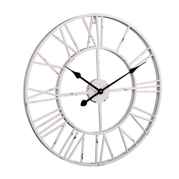 Roman Round Wall Clock, Distressed Finish, Antique White, 24" or 30", Loft97
