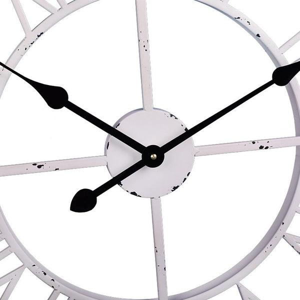 Roman Round Wall Clock, Distressed Finish, Antique White, 24" or 30", Loft97
