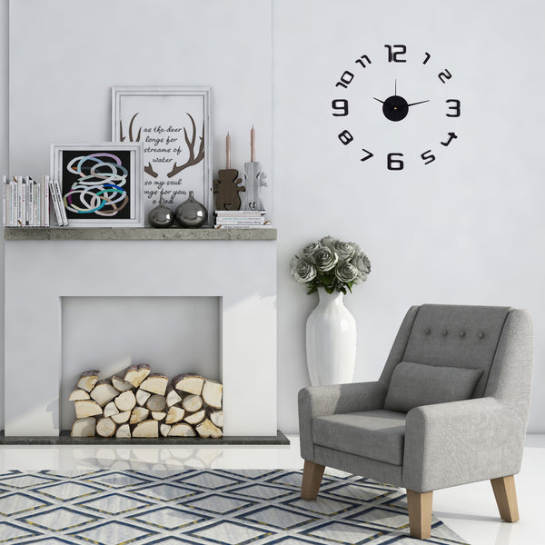 Loft97 3D Frameless Wall Clock, 20" Flexible Size, Black