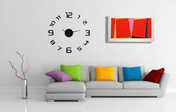 3D Frameless Wall Clock, 20" (Flexible Size) , Black - Loft97 - 2