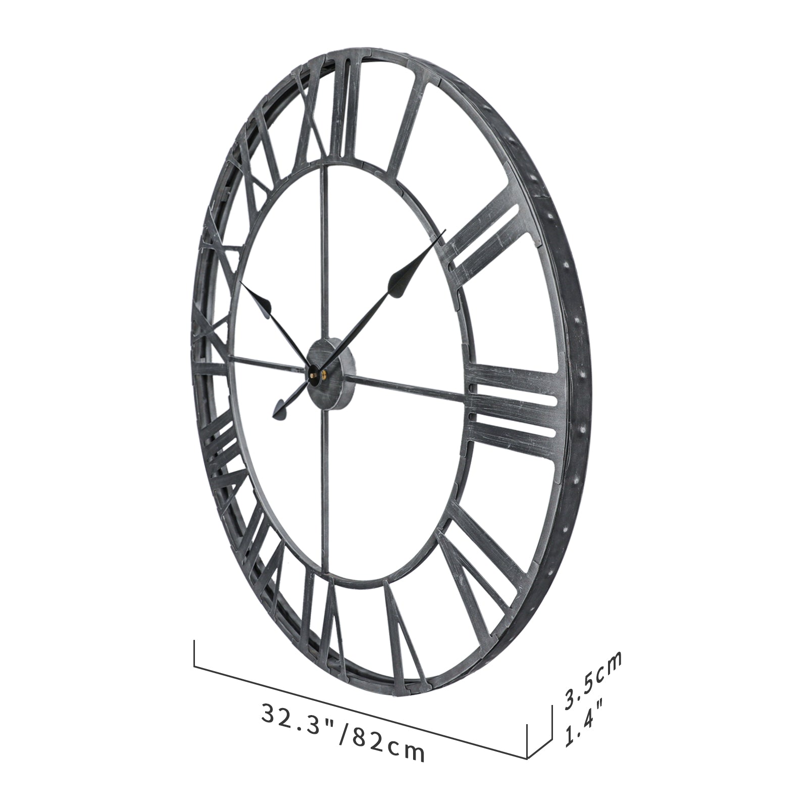 Loft97 CL0024PAGY014 Rivet Edge Roman Industrial Wall Clock, 32