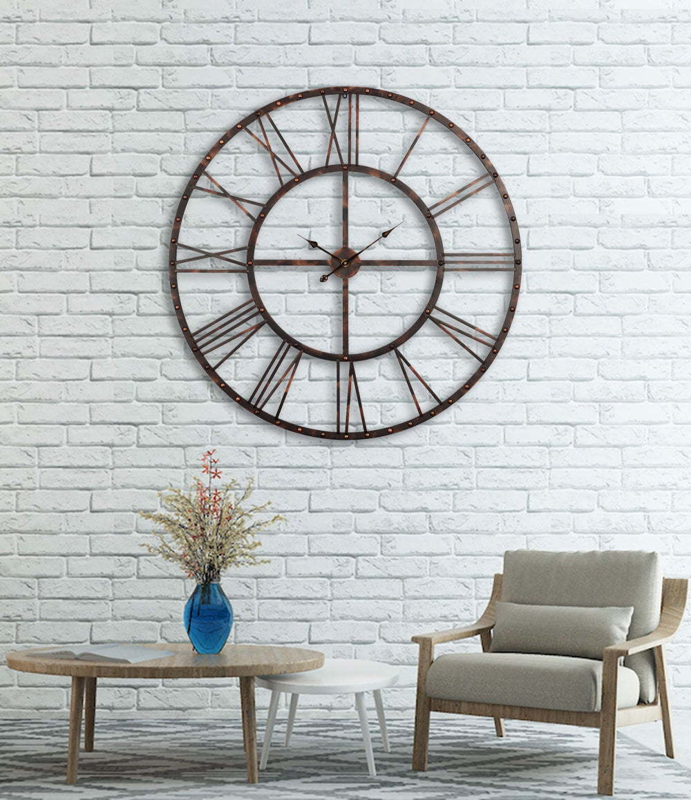 Loft97 CL0025PABK012 Oversize Rivet Roman Industrial Wall Clock, 45