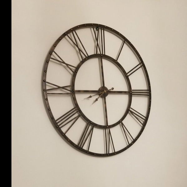 Loft97 CL0025PABK012 Oversize Rivet Roman Industrial Wall Clock, 45" Diameter, Antique Bronze