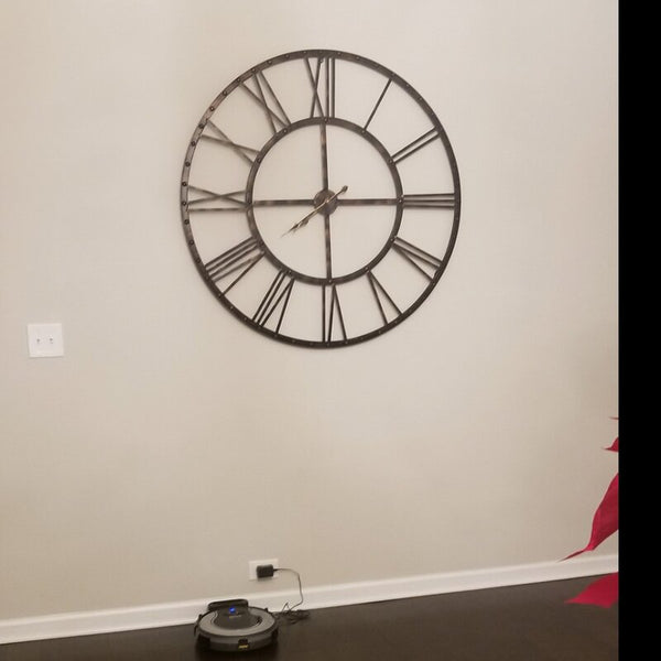 Loft97 CL0025PABK012 Oversize Rivet Roman Industrial Wall Clock, 45" Diameter, Antique Bronze