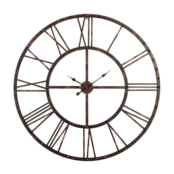 Loft97 CL0025PABK012 Oversize Rivet Roman Industrial Wall Clock, 45" Diameter, Antique Bronze