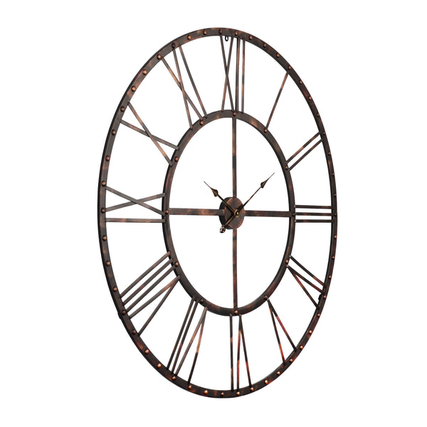 Loft97 CL0025PABK012 Oversize Rivet Roman Industrial Wall Clock, 45" Diameter, Antique Bronze
