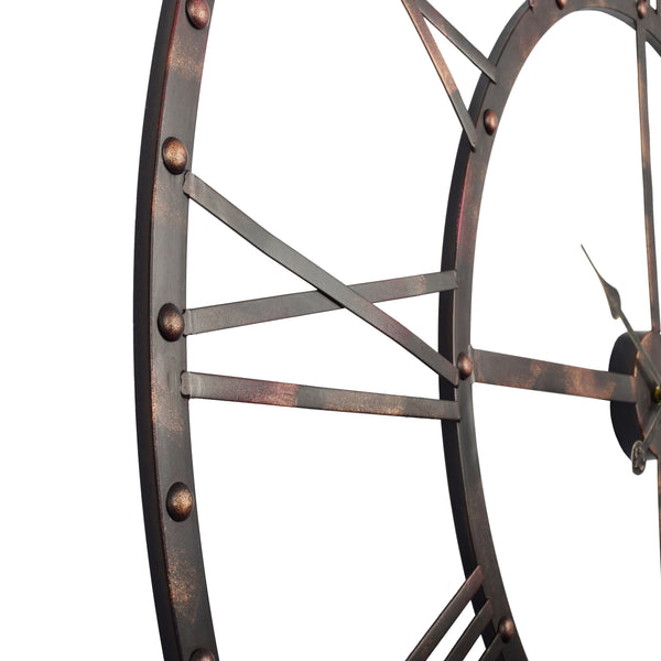 Loft97 CL0025PABK012 Oversize Rivet Roman Industrial Wall Clock, 45" Diameter, Antique Bronze