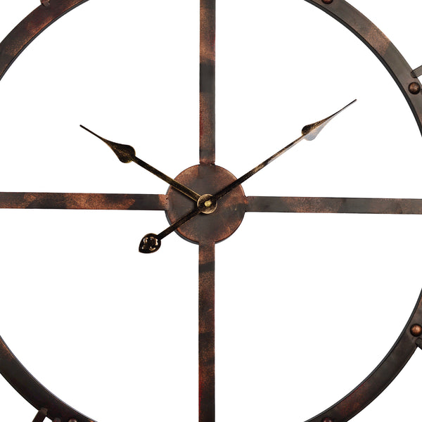 Loft97 CL0025PABK012 Oversize Rivet Roman Industrial Wall Clock, 45" Diameter, Antique Bronze
