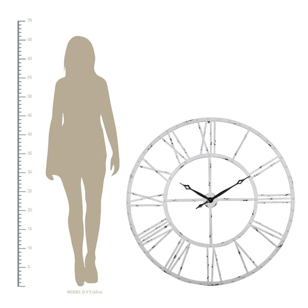 Loft97 CL25WW Rivet Roman Industrial Oversize Wall Clock, White, 45"